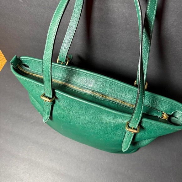 COACH Polished Pebble Leather Taylor Tote (Green) Tote Handbags - Picture 7 of 8